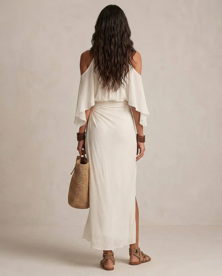 Valentina | Vestido con escote halter drapeado