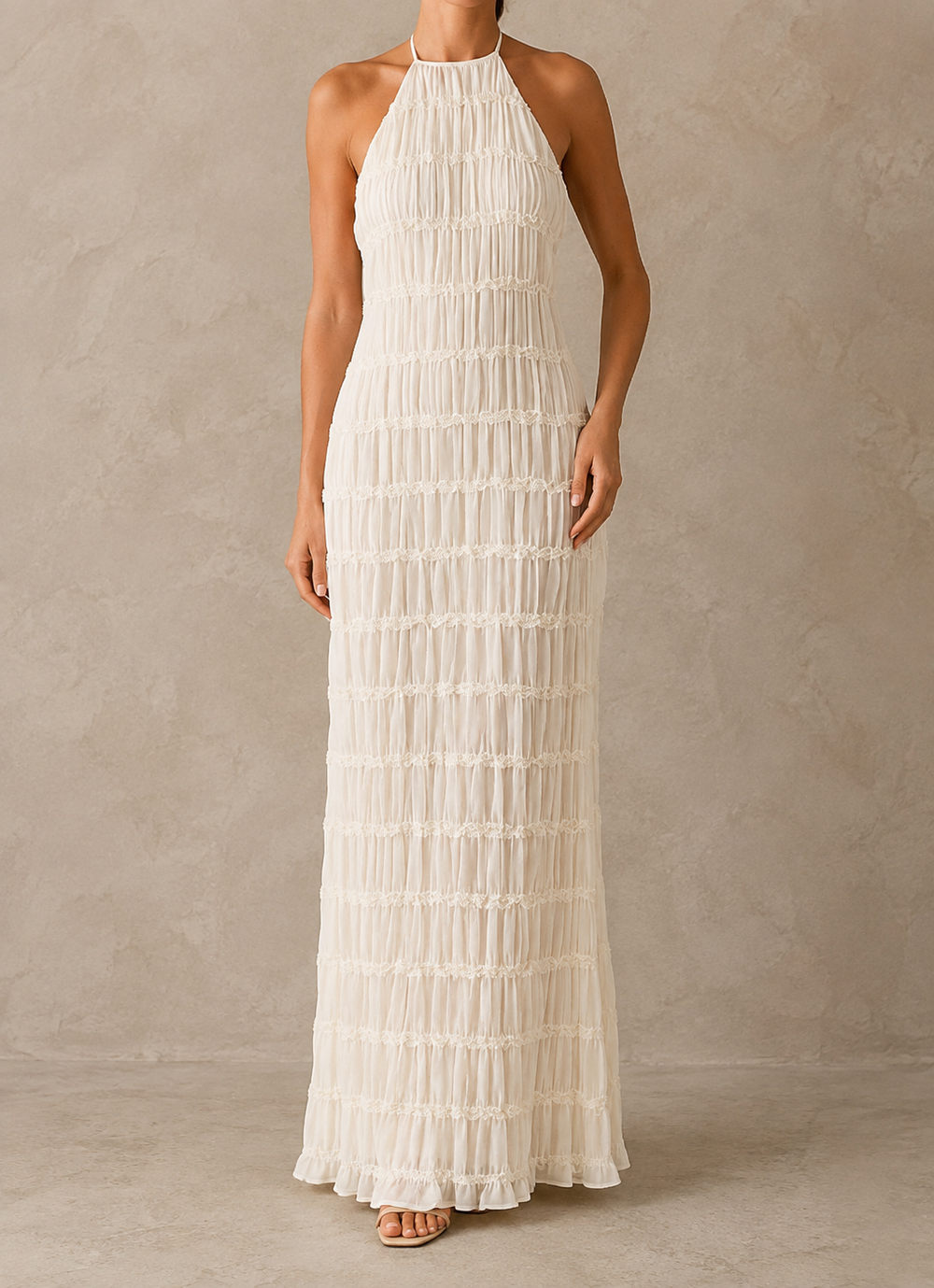 Olaya | Elegante vestido largo con escote halter