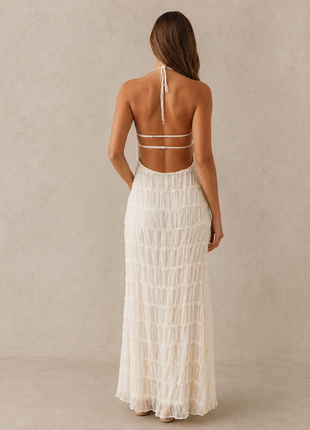 Olaya | Elegante vestido largo con escote halter