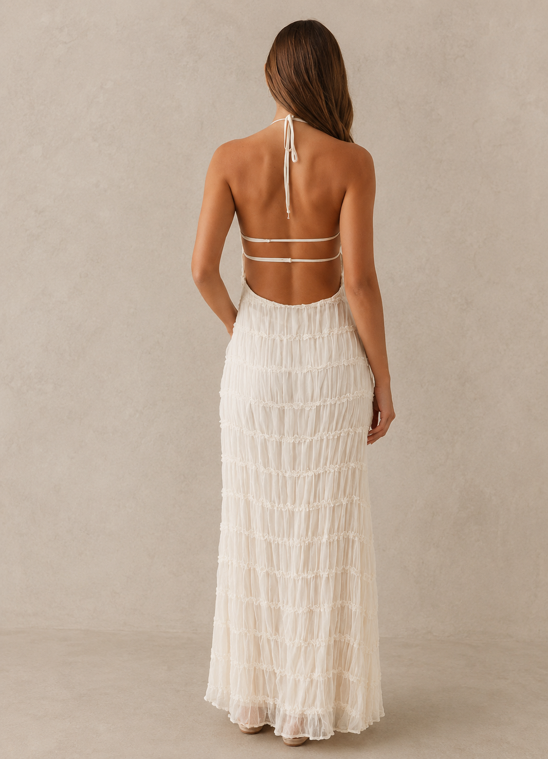 Olaya | Elegante vestido largo con escote halter