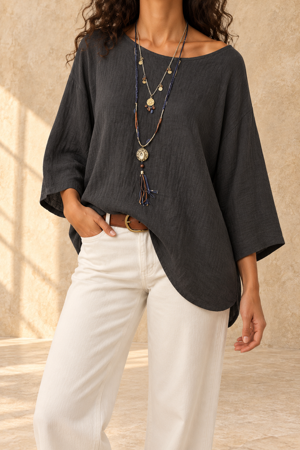 Erika | Camisa de mujer – Mezcla de algodón y lino y corte cómodo