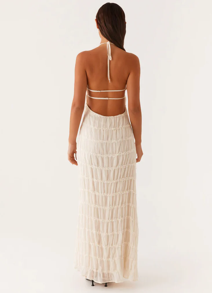 Olaya | Elegante vestido largo con escote halter