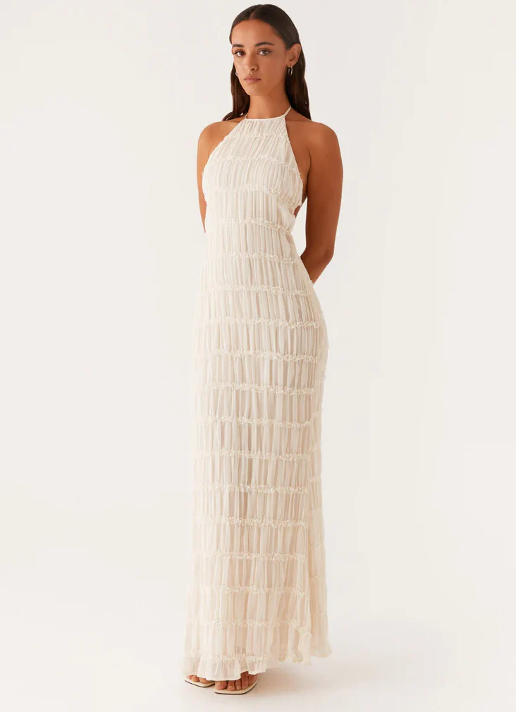 Olaya | Elegante vestido largo con escote halter