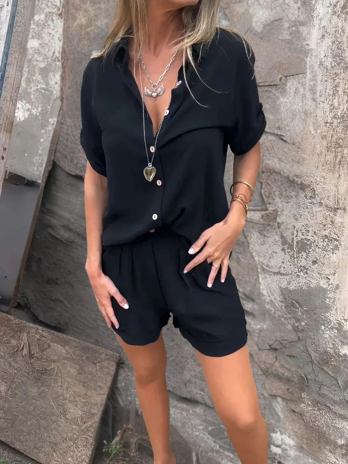 Leila | Conjunto informal con pantalones cortos y camiseta