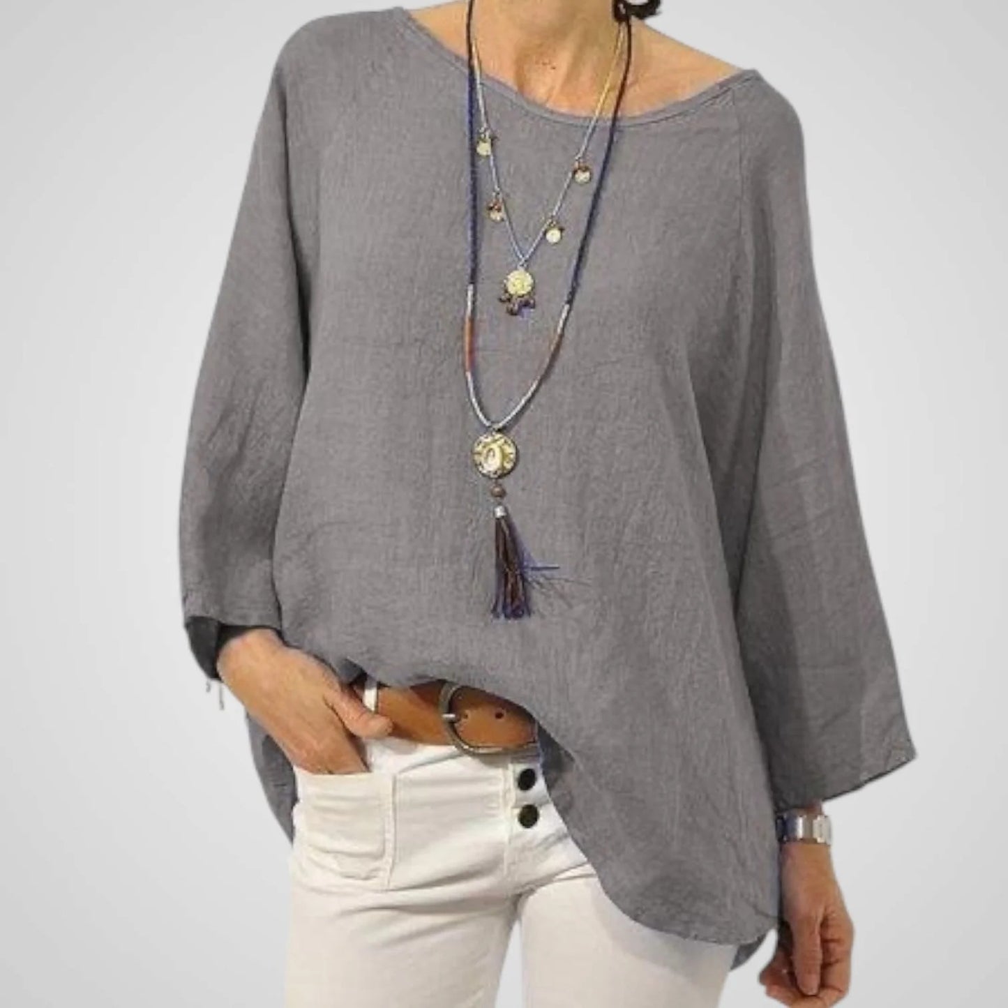 Erika | Camisa de mujer – Mezcla de algodón y lino y corte cómodo