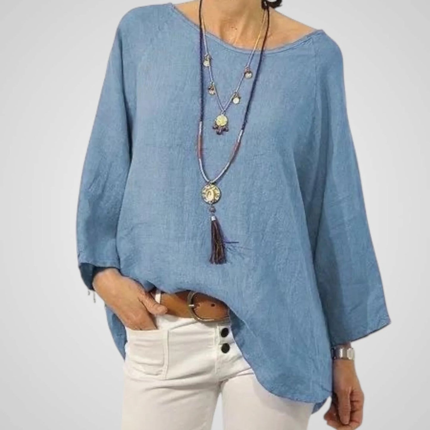 Erika | Camisa de mujer – Mezcla de algodón y lino y corte cómodo