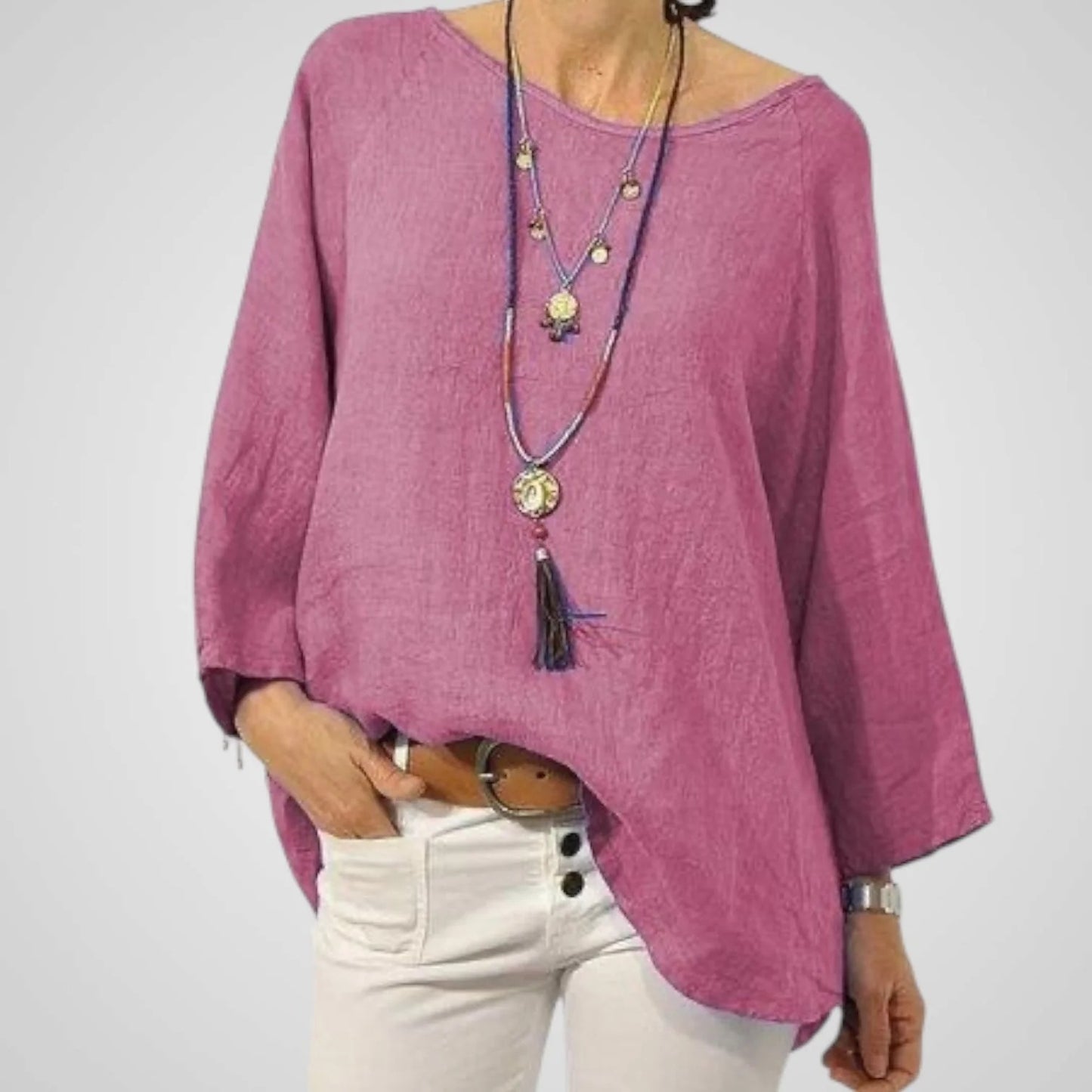 Erika | Camisa de mujer – Mezcla de algodón y lino y corte cómodo