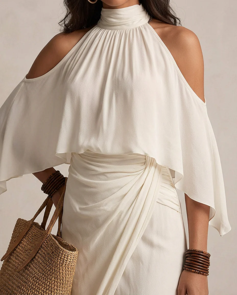 Valentina | Vestido con escote halter drapeado